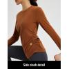 imagebaleaf Womens Thermal Long Sleeve Shirts Fleece Lined Tops Winter Cold Weather Running Gear Base LayerBrown