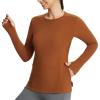 imagebaleaf Womens Thermal Long Sleeve Shirts Fleece Lined Tops Winter Cold Weather Running Gear Base LayerBrown1
