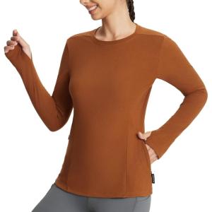 imagebaleaf Womens Thermal Long Sleeve Shirts Fleece Lined Tops Winter Cold Weather Running Gear Base LayerBrown1