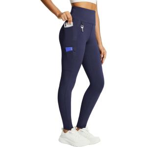 imagebaleaf Womens Fleece Lined Leggings Waterproof Winter Hiking Pants Thermal Running Tights Zipper Pockets High WaistedNavy