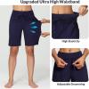 imagebaleaf Womens 9quot High Waisted Swim Board Shorts Quick Dry Swimsuits Bottoms with DrawstringDark Blue