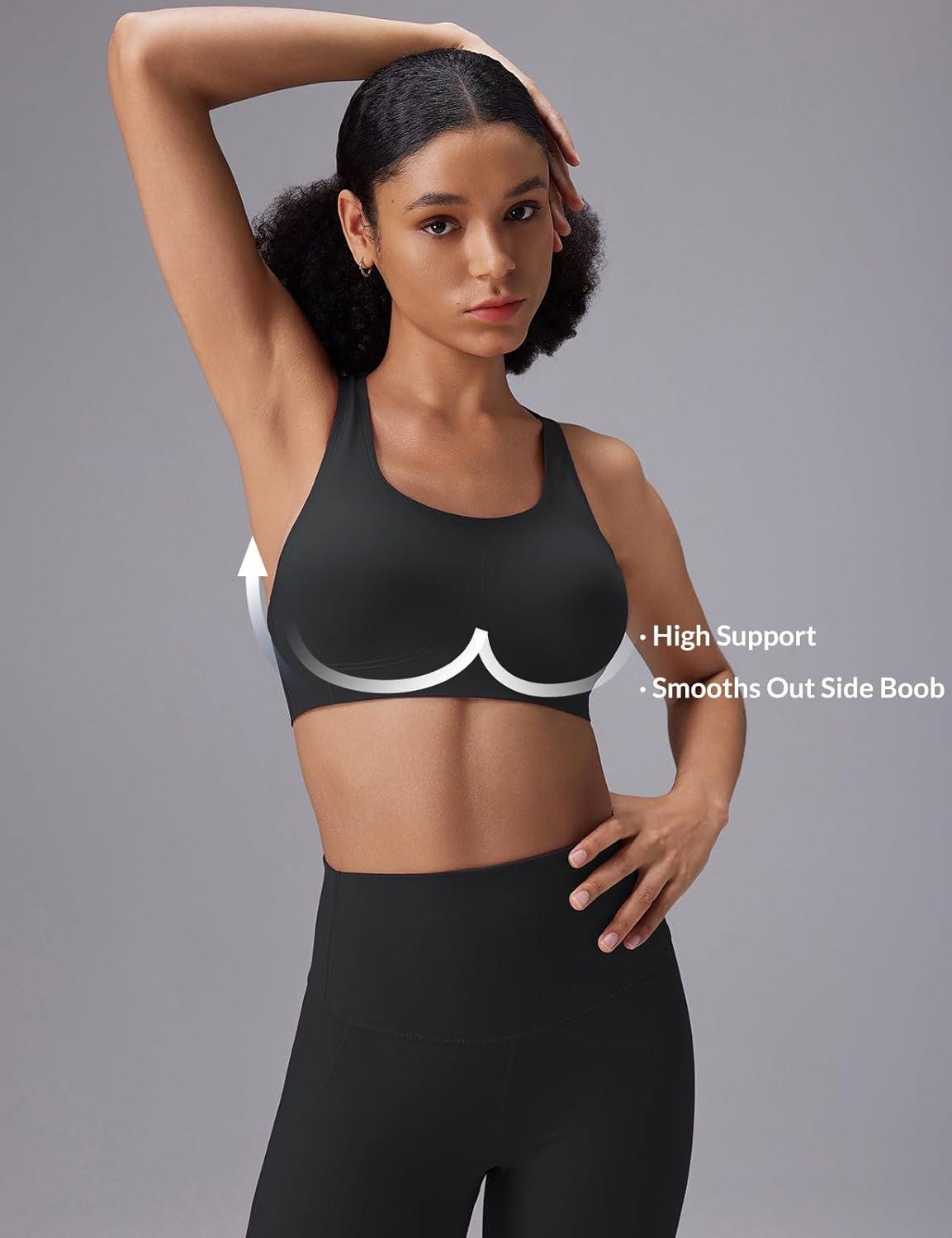 imagebaleaf Sweatleaf Adjustable Sports Bras for Women Padded Racerback Yoga Bra High Impact Molded Cup Workout Bra016black