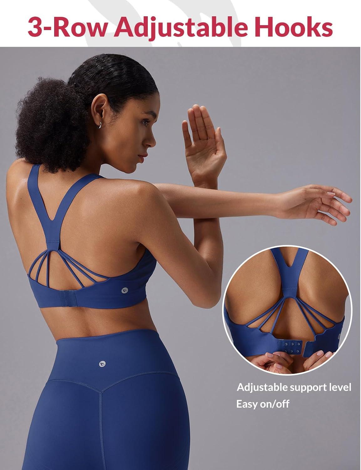 imagebaleaf Sweatleaf Adjustable Sports Bras for Women Padded Racerback Yoga Bra High Impact Molded Cup Workout Bra016navy Blue