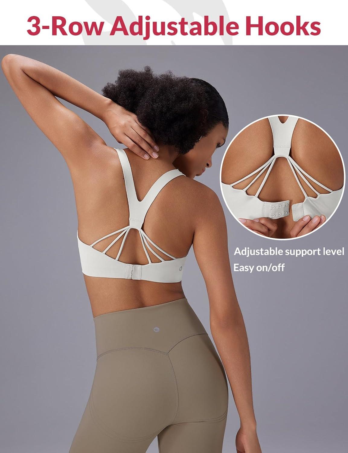 imagebaleaf Sweatleaf Adjustable Sports Bras for Women Padded Racerback Yoga Bra High Impact Molded Cup Workout Bra016white