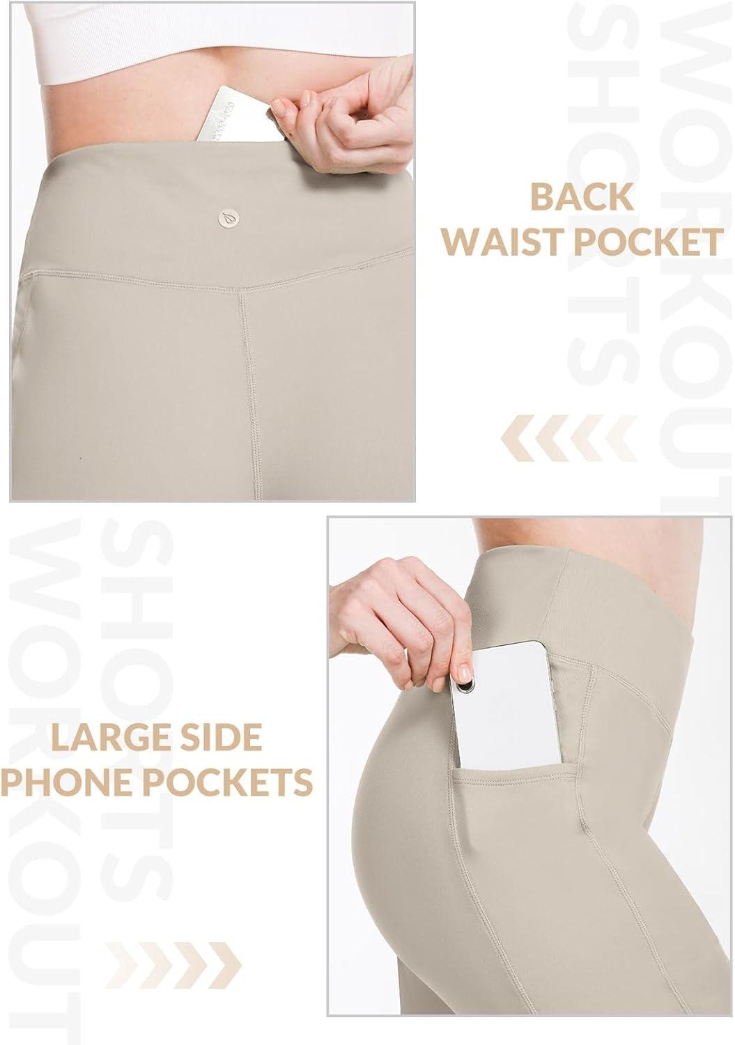 imagebaleaf Womens 10quot Long Bermuda Shorts Above Knee Length with 3 Pockets Walking Athletic Workout High Rise Yoga Running10light Khaki