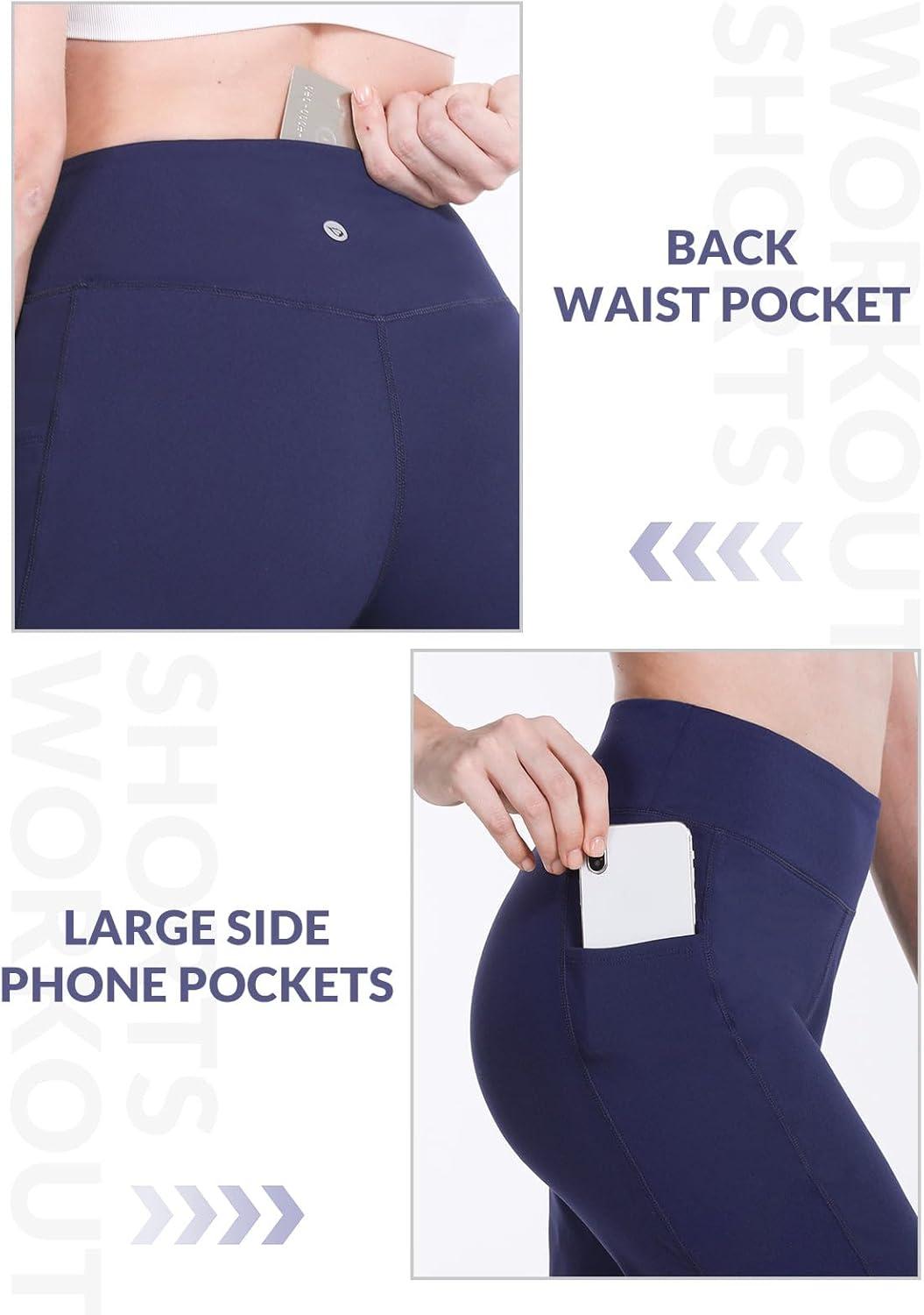 imagebaleaf Womens 10quot Long Bermuda Shorts Above Knee Length with 3 Pockets Walking Athletic Workout High Rise Yoga Running10navy Blue