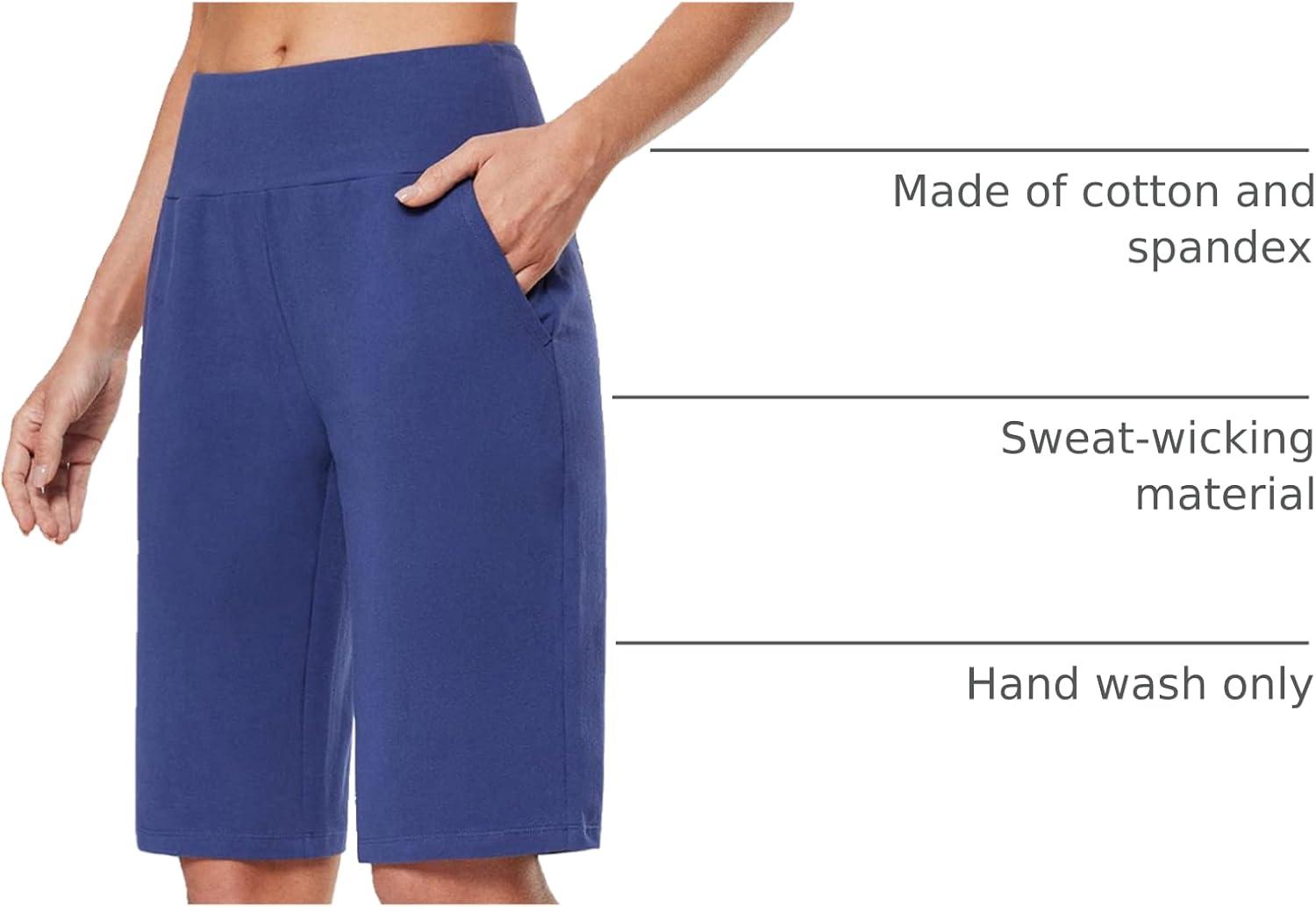 imagebaleaf Womens 12quot Long Bermuda Shorts Knee Length Cotton Athletic Shorts Sweat Casual Lounge Walking Summer12blue