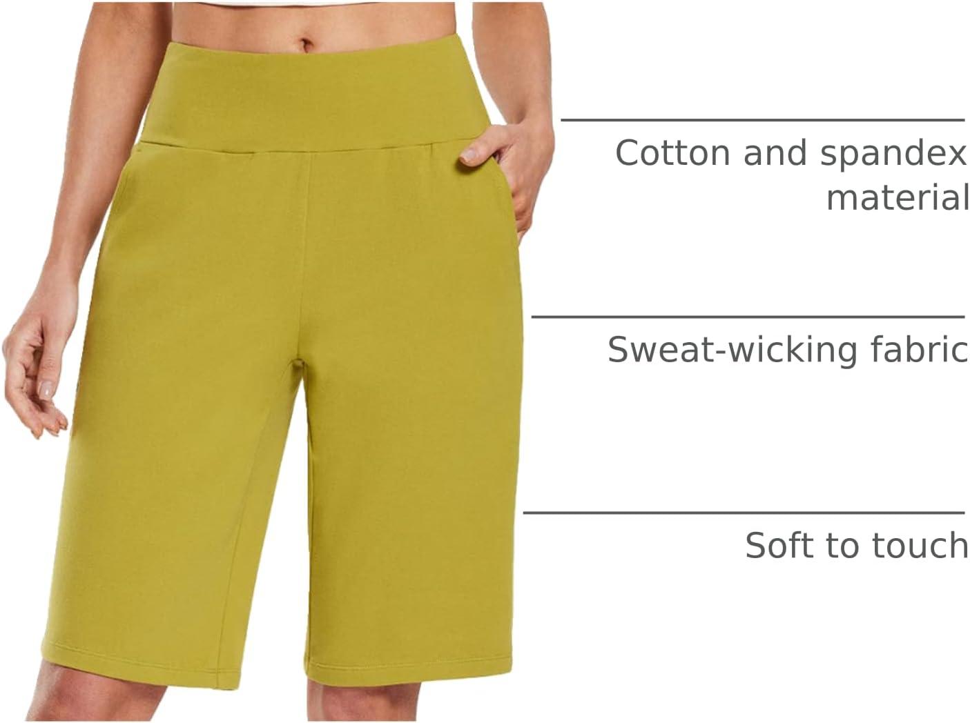 imagebaleaf Womens 12quot Long Bermuda Shorts Knee Length Cotton Athletic Shorts Sweat Casual Lounge Walking Summer12green