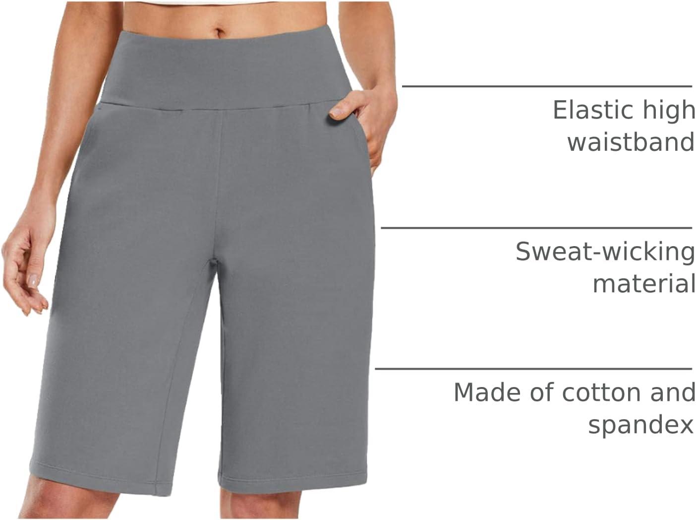 imagebaleaf Womens 12quot Long Bermuda Shorts Knee Length Cotton Athletic Shorts Sweat Casual Lounge Walking Summer12grey