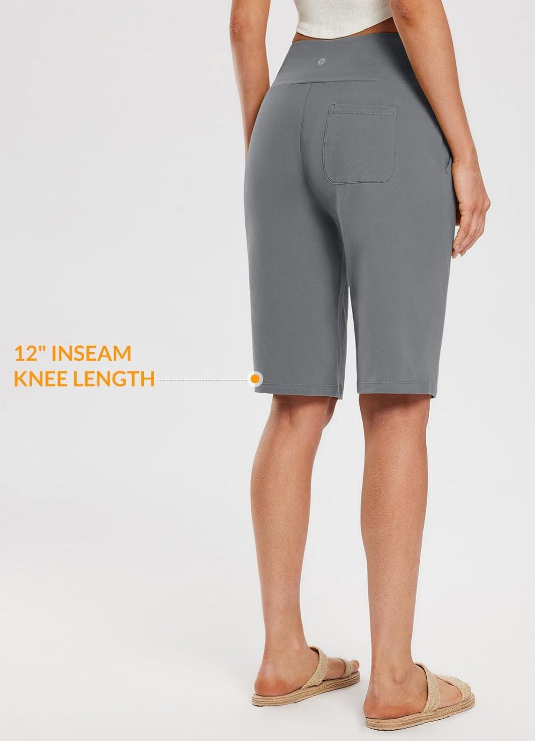 imagebaleaf Womens 12quot Long Bermuda Shorts Knee Length Cotton Athletic Shorts Sweat Casual Lounge Walking Summer12grey