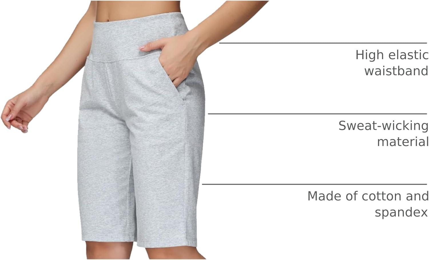imagebaleaf Womens 12quot Long Bermuda Shorts Knee Length Cotton Athletic Shorts Sweat Casual Lounge Walking Summer12light Grey