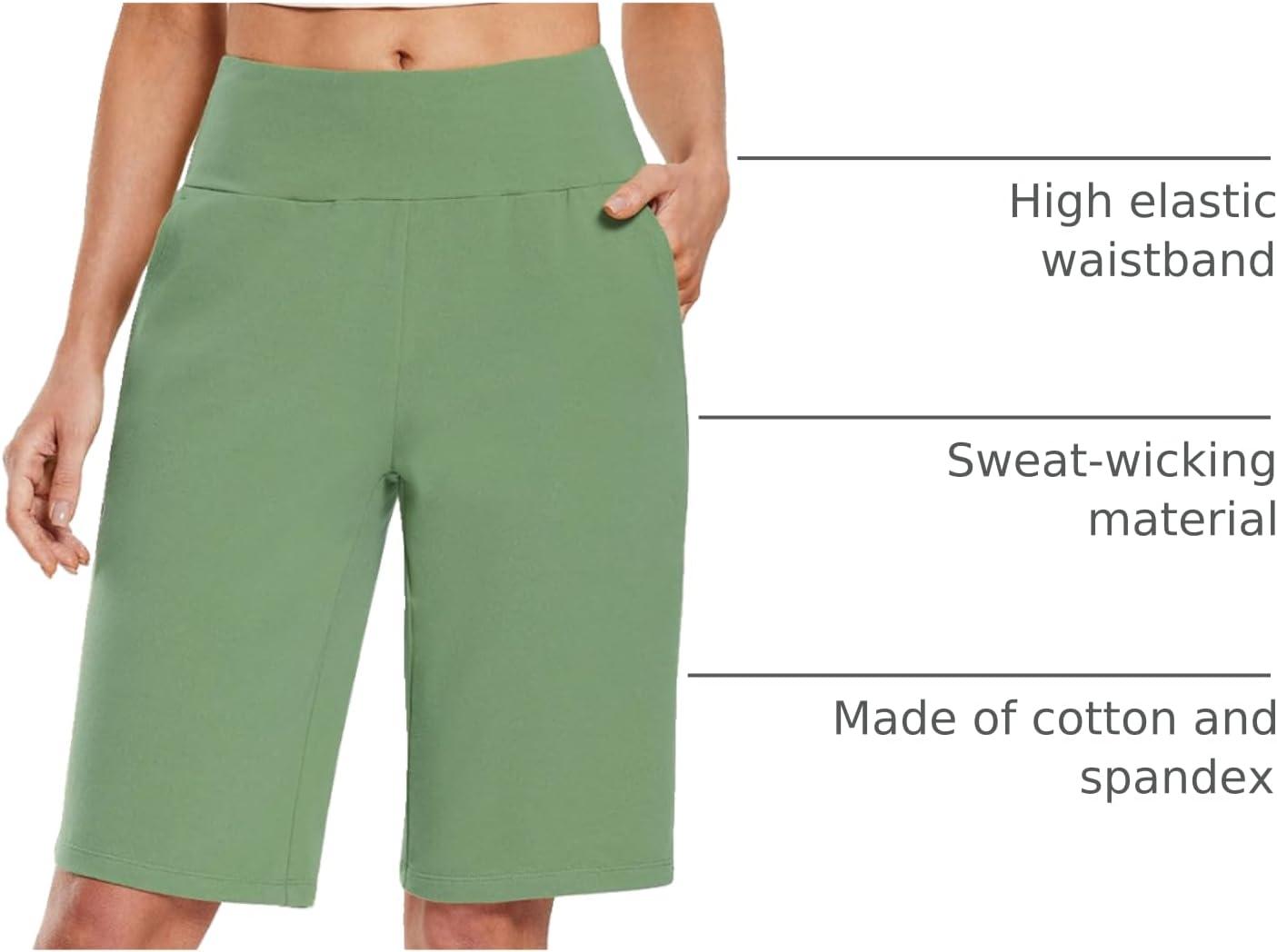 imagebaleaf Womens 12quot Long Bermuda Shorts Knee Length Cotton Athletic Shorts Sweat Casual Lounge Walking Summer12loden Frost