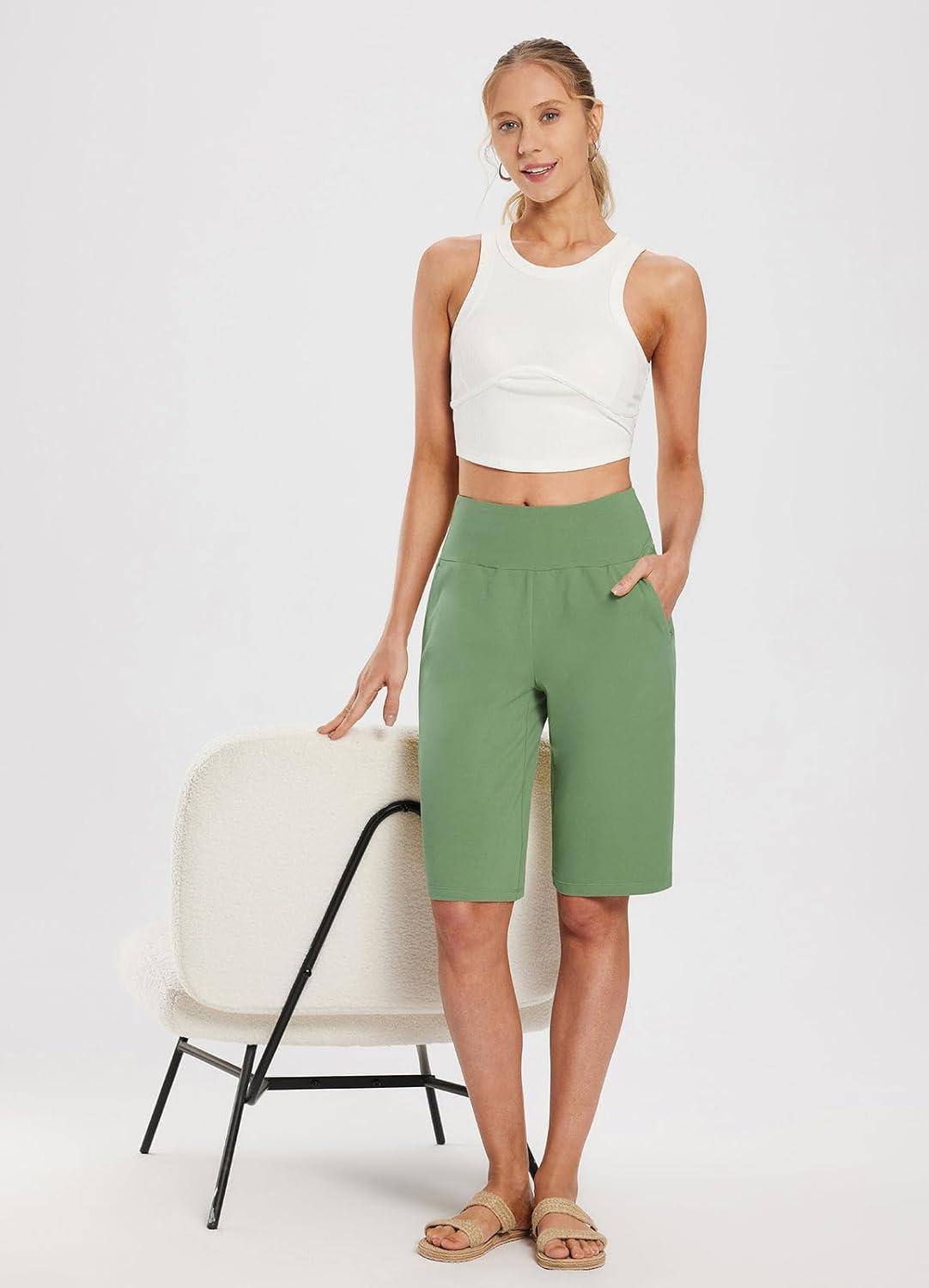 imagebaleaf Womens 12quot Long Bermuda Shorts Knee Length Cotton Athletic Shorts Sweat Casual Lounge Walking Summer12loden Frost