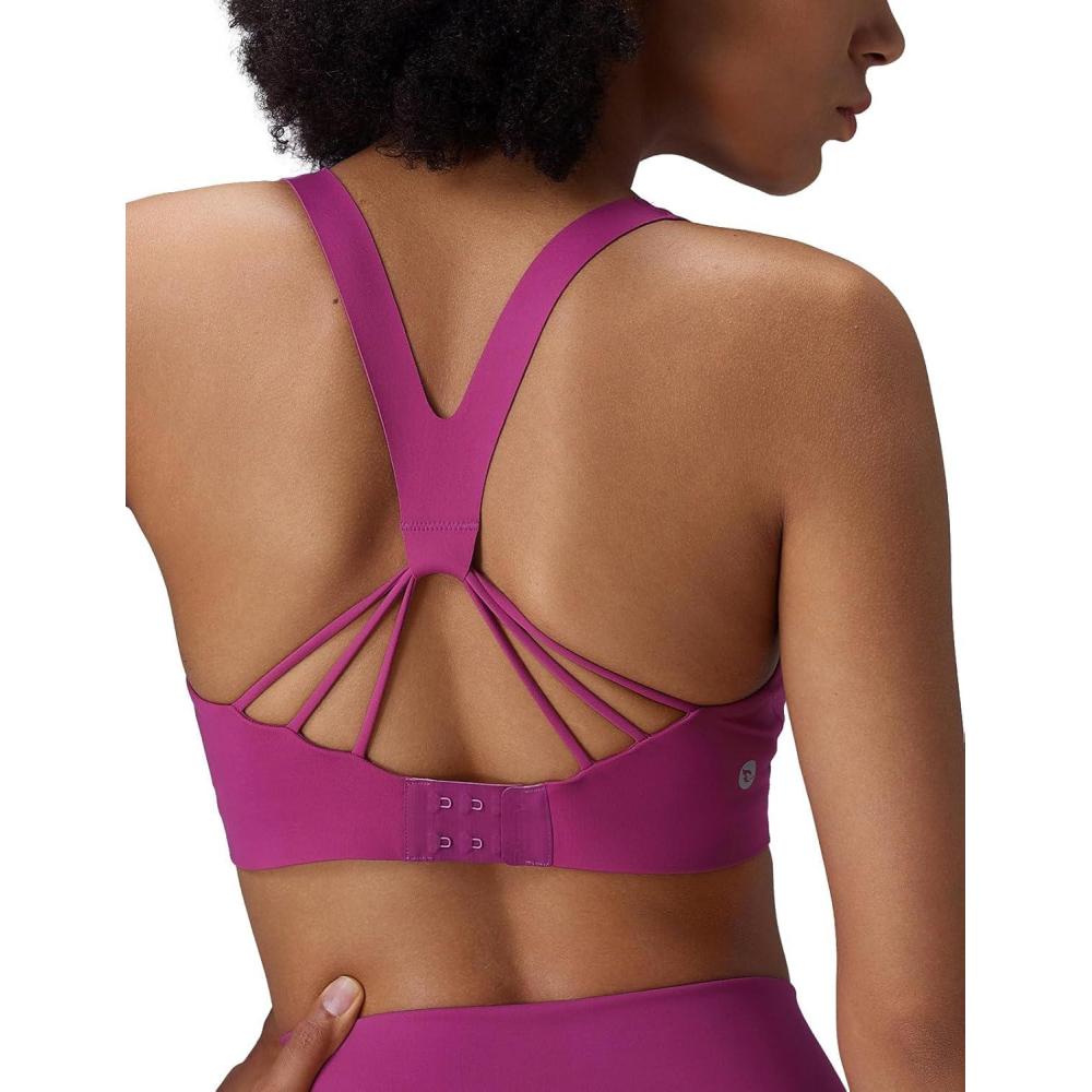 imagebaleaf Sweatleaf Adjustable Sports Bras for Women Padded Racerback Yoga Bra High Impact Molded Cup Workout Bra016rose Red