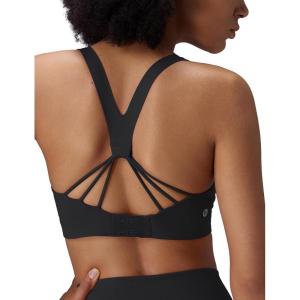imagebaleaf Sweatleaf Adjustable Sports Bras for Women Padded Racerback Yoga Bra High Impact Molded Cup Workout Bra016black