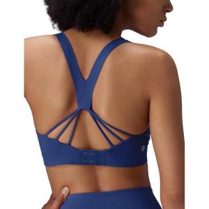 imagebaleaf Sweatleaf Adjustable Sports Bras for Women Padded Racerback Yoga Bra High Impact Molded Cup Workout Bra016navy Blue