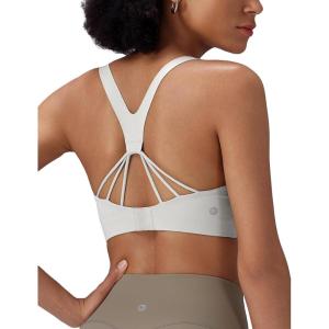imagebaleaf Sweatleaf Adjustable Sports Bras for Women Padded Racerback Yoga Bra High Impact Molded Cup Workout Bra016white
