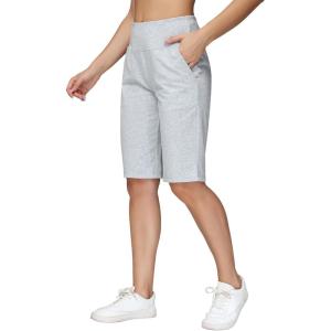 imagebaleaf Womens 12quot Long Bermuda Shorts Knee Length Cotton Athletic Shorts Sweat Casual Lounge Walking Summer12light Grey