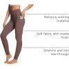 imagebaleaf Womens Leggings with Pockets 25quot V Cross Waist Workout Leggings Tummy Control Yoga Ankle PantsDark Brown