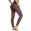 imagebaleaf Womens Leggings with Pockets 25quot V Cross Waist Workout Leggings Tummy Control Yoga Ankle PantsDark Brown