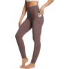 imagebaleaf Womens Leggings with Pockets 25quot V Cross Waist Workout Leggings Tummy Control Yoga Ankle PantsDark Brown
