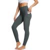 imagebaleaf Womens Leggings with Pockets 25quot V Cross Waist Workout Leggings Tummy Control Yoga Ankle PantsDark Grey