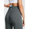 imagebaleaf Womens Leggings with Pockets 25quot V Cross Waist Workout Leggings Tummy Control Yoga Ankle PantsDark Grey