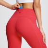 imagebaleaf Womens Leggings with Pockets 25quot V Cross Waist Workout Leggings Tummy Control Yoga Ankle PantsFiery Red
