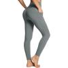 imagebaleaf Womens Leggings with Pockets 25quot V Cross Waist Workout Leggings Tummy Control Yoga Ankle PantsGray