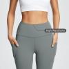imagebaleaf Womens Leggings with Pockets 25quot V Cross Waist Workout Leggings Tummy Control Yoga Ankle PantsGray