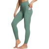 imagebaleaf Womens Leggings with Pockets 25quot V Cross Waist Workout Leggings Tummy Control Yoga Ankle PantsGreen