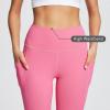 imagebaleaf Womens Leggings with Pockets 25quot V Cross Waist Workout Leggings Tummy Control Yoga Ankle PantsHot Pink