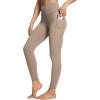 imagebaleaf Womens Leggings with Pockets 25quot V Cross Waist Workout Leggings Tummy Control Yoga Ankle PantsLight Brown