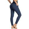 imagebaleaf Womens Leggings with Pockets 25quot V Cross Waist Workout Leggings Tummy Control Yoga Ankle PantsNavy