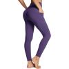 imagebaleaf Womens Leggings with Pockets 25quot V Cross Waist Workout Leggings Tummy Control Yoga Ankle PantsShadow Purple