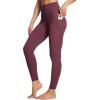 imagebaleaf Womens Leggings with Pockets 25quot V Cross Waist Workout Leggings Tummy Control Yoga Ankle PantsWine