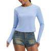 imagebaleaf Womens Long Sleeve Crop Sun Shirts UPF 50 SPF UV Rash Guard Lightweight Slim Fit Workout Hiking Athletic TopsLight Blue