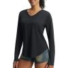imagebaleaf Womens Long Sleeve V Neck Sun Shirts UPF50 Lightweight Quick Dry UV Protection Rash Guard Workout Hiking Running TopBlack