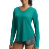 imagebaleaf Womens Long Sleeve V Neck Sun Shirts UPF50 Lightweight Quick Dry UV Protection Rash Guard Workout Hiking Running TopGreen