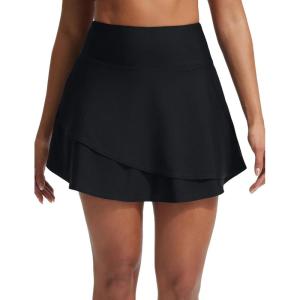 imagebaleaf Womens 15 High Waisted Swim Skirt Ruffle Quick Dry Bathing Suit Swimsuit Bottoms with Slant Pockets UPF 50Black