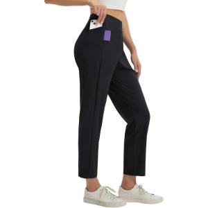 imagebaleaf Womens Business Casual Pants Stretch Work Dress Pants with Pockets 78 Ankle Golf Pants Pull On Travel SlacksBlack