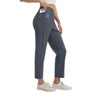 imagebaleaf Womens Business Casual Pants Stretch Work Dress Pants with Pockets 78 Ankle Golf Pants Pull On Travel SlacksDark Gray