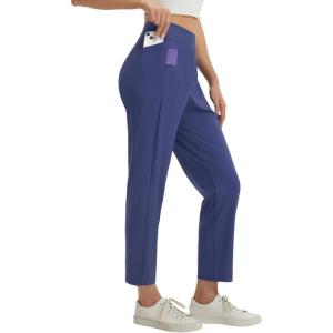 imagebaleaf Womens Business Casual Pants Stretch Work Dress Pants with Pockets 78 Ankle Golf Pants Pull On Travel SlacksNavy Blue