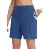 imagebaleaf Womens Athletic Shorts 7 Inch Long Hiking Shorts High Waist Pockets7 Inchblue
