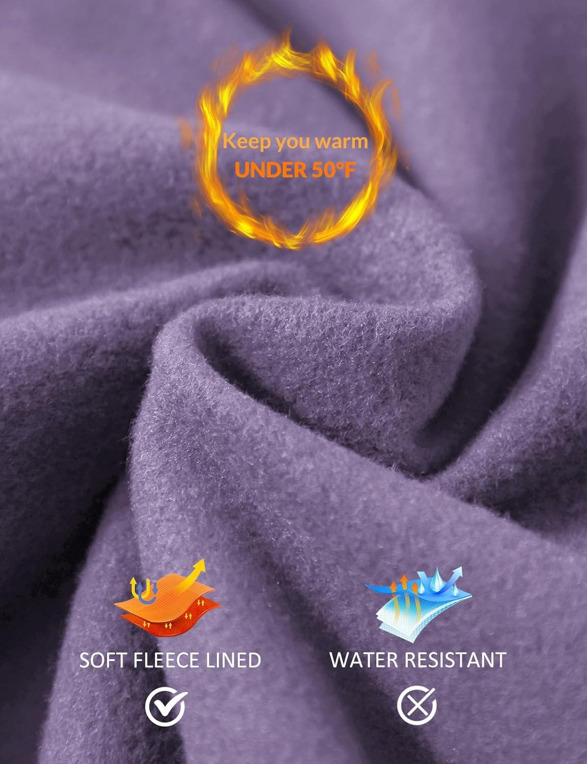 imagebaleaf Fleece Lined Leggings Women Waterproof Thermal Pants Winter Workout Running Tights with Pockets Cold Weather GearDark Grape