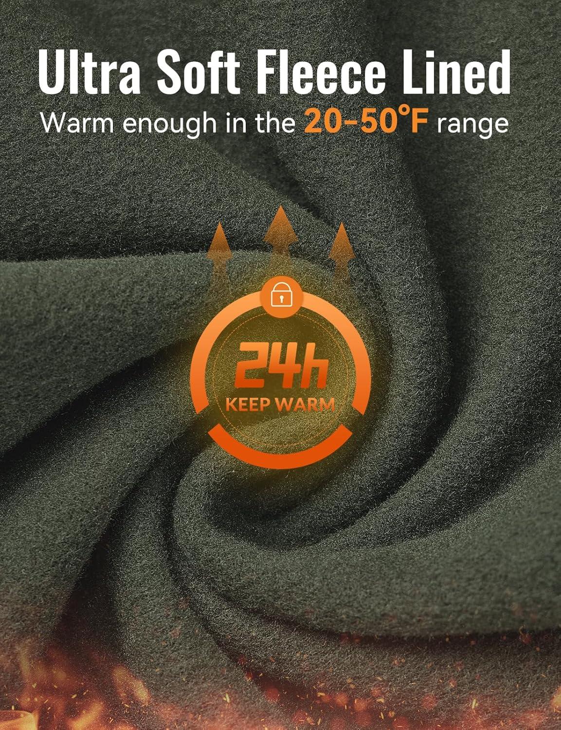 imagebaleaf Mens Thermal Running Tights Fleece Compression Leggings Winter Pants Zipper Pockets Cycling Gear Cold WeatherArmy Green