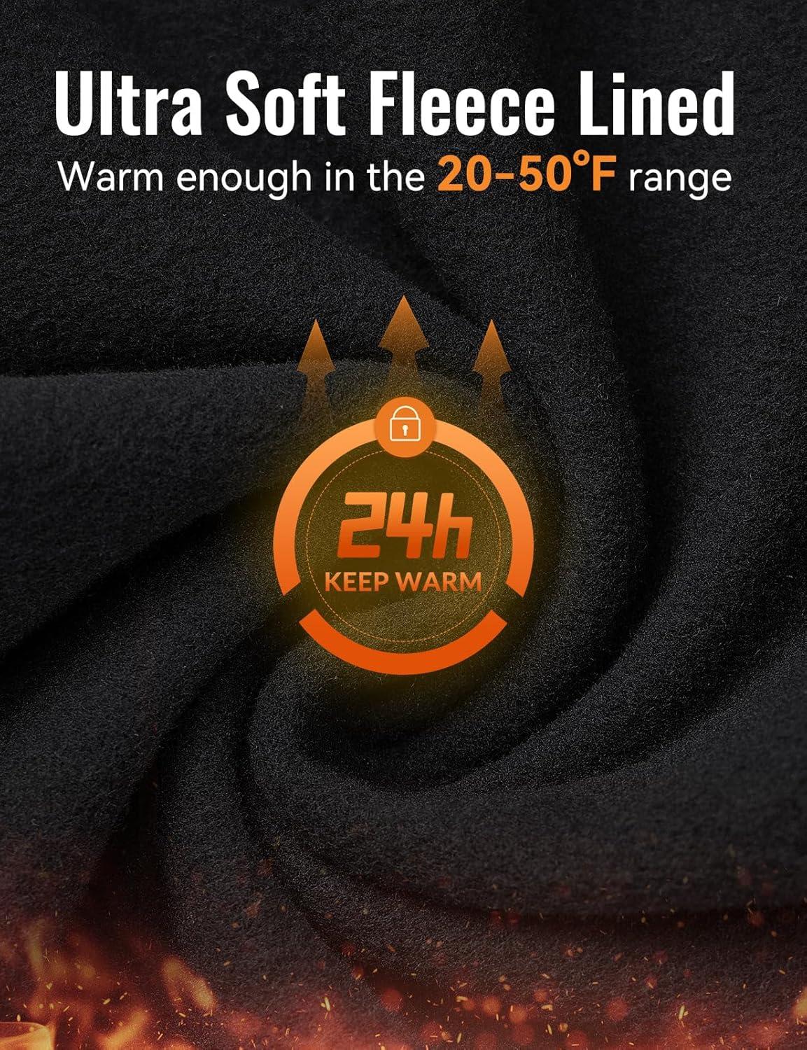 imagebaleaf Mens Thermal Running Tights Fleece Compression Leggings Winter Pants Zipper Pockets Cycling Gear Cold WeatherBlack