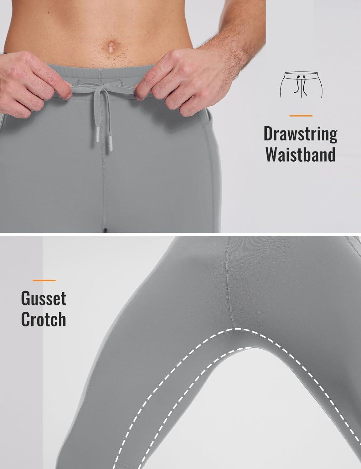 imagebaleaf Mens Thermal Running Tights Fleece Compression Leggings Winter Pants Zipper Pockets Cycling Gear Cold WeatherGray