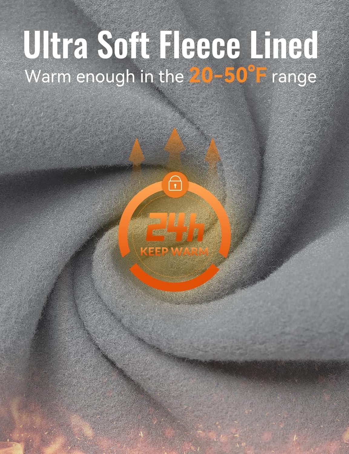 imagebaleaf Mens Thermal Running Tights Fleece Compression Leggings Winter Pants Zipper Pockets Cycling Gear Cold WeatherGray