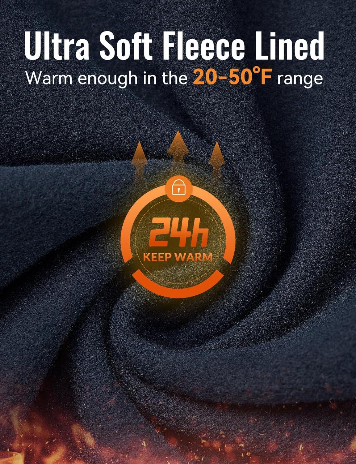 imagebaleaf Mens Thermal Running Tights Fleece Compression Leggings Winter Pants Zipper Pockets Cycling Gear Cold WeatherNavy